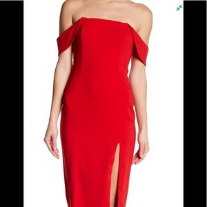 Jay Godfrey Downie Red off the shoulder dress